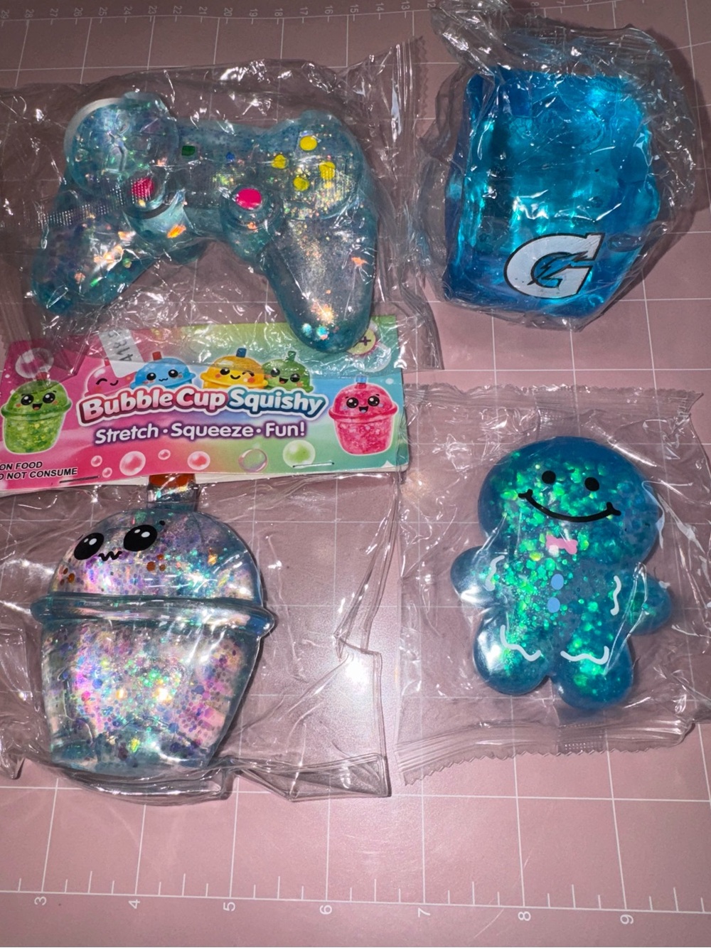 Blue Glitter Home Party Stress Toys - Pack of 4